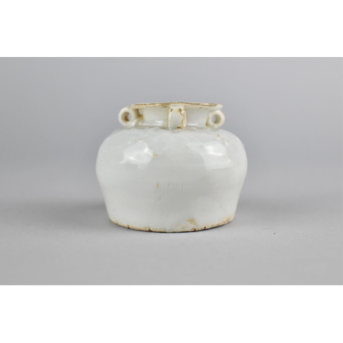 280 - An Early Chinese Porcelain Blanc de Chine Pot of Small Proportions with Flared Rim Having Three Lug ... 