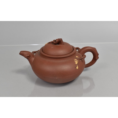 284 - A Late 19th Century Yixing Teapot of Shaped Form with Stylised Handle in the Form of Entwined Vines ... 