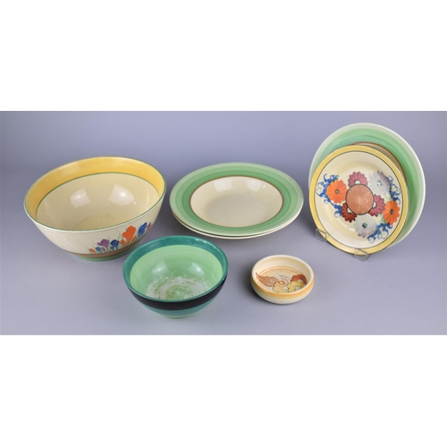 296 - A Collection of Various Clarice Cliff Pottery to include Crocus Bizarre Large Bowl, Dish, Plates, Sh... 