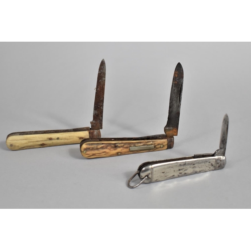 35 - A Collection of Three Vintage Pocket Knives, Condition issues and Rusting Blades