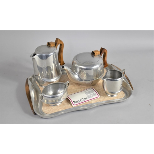 350 - A Picquot Ware Five Piece Tea Service to Comprise Tray, Teapot, Hot Water Pot, Milk Jug and Sugar Bo... 