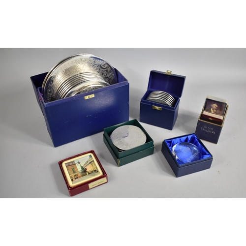 353 - A Collection of Various Items to Comprise Boxed Silver Plated Coasters, Playing Cards, Glass Paperwe... 