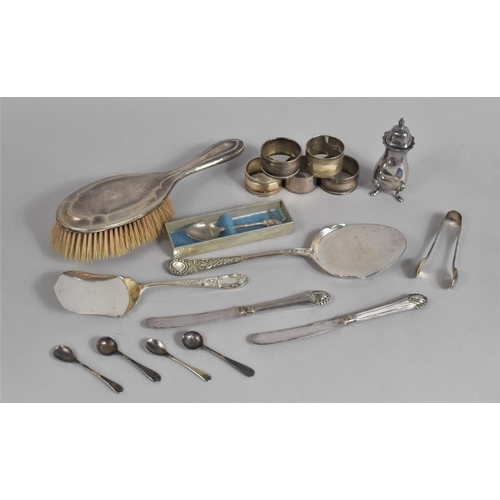 354 - A Collection of Various Silver Plated Items to Comprise Napkin Rings, Slice etc Together with a Silv... 