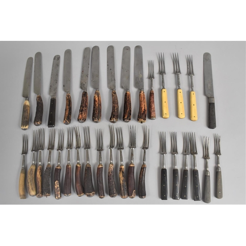 357 - A Collection of Various Vintage Bone and Antler Handled Knives and Forks to Include Examples by Thom... 