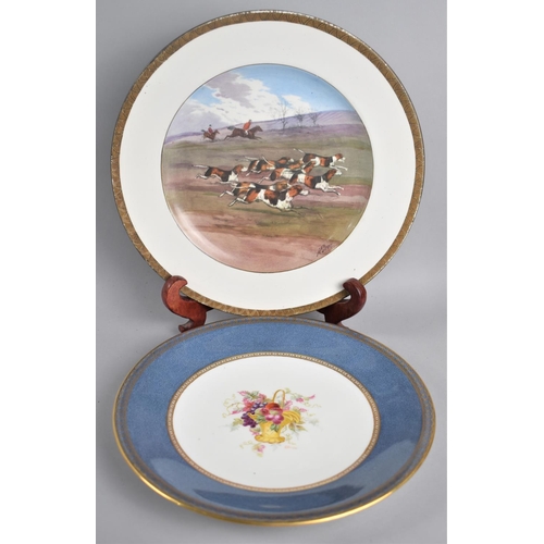 380 - A Mintons Hunting Scene Plate by Dean Together with a Wedgwood Plate with Central Basket of Fruit an... 