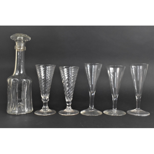 381 - A Collection of Various 18th/19th Century Glass to Comprise Pair of Wrythen Conical Ales Glasses on ... 