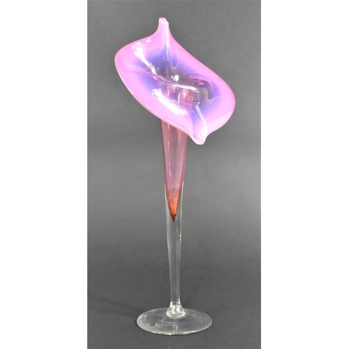 382 - A Victorian Opaque Cranberry Glass Jack in the Pulpit Vase, 31cm high