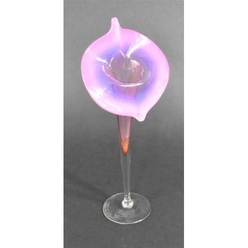 382 - A Victorian Opaque Cranberry Glass Jack in the Pulpit Vase, 31cm high