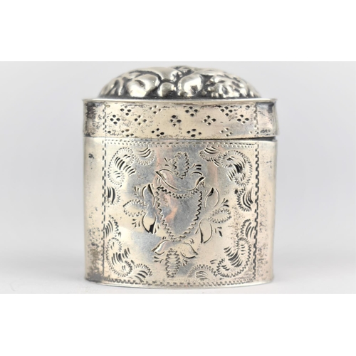 388 - A Silver Box with Hinged Repousse Decorated Lid, with Makers Mark Stamp WL83 and the Base Stamped wi... 