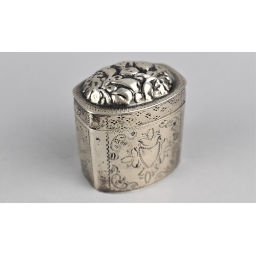 388 - A Silver Box with Hinged Repousse Decorated Lid, with Makers Mark Stamp WL83 and the Base Stamped wi... 