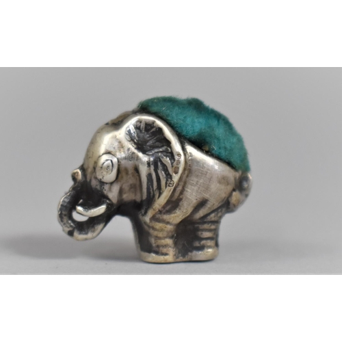 391 - A Miniature Silver Pin Cushion in the form of an elephant, 925 with import mark for 1962 by Ari Norm... 