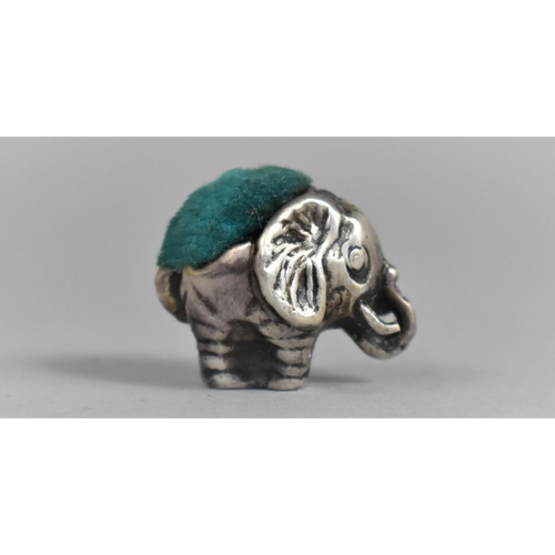 391 - A Miniature Silver Pin Cushion in the form of an elephant, 925 with import mark for 1962 by Ari Norm... 