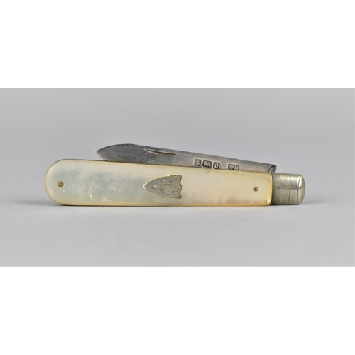 394 - A Silver Bladed and Mother Pearl Handled Pen Knife, Sheffield Hallmark, 12cm Long