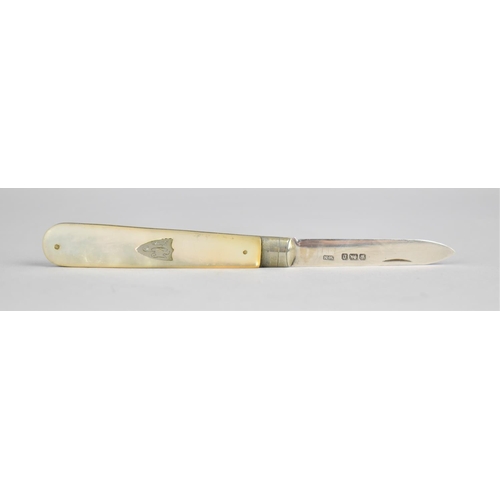 394 - A Silver Bladed and Mother Pearl Handled Pen Knife, Sheffield Hallmark, 12cm Long