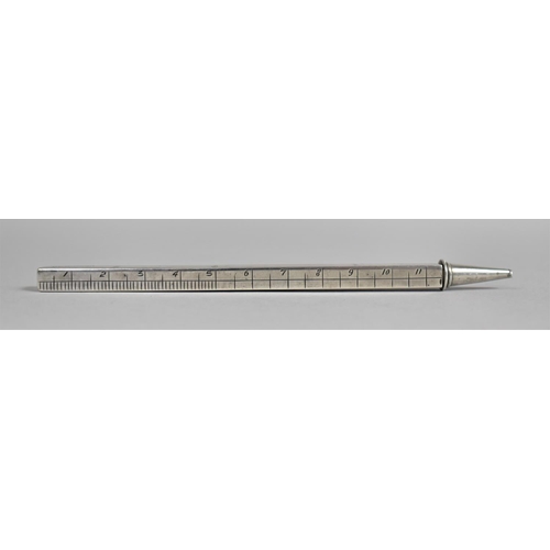 396 - A Silver Patent Propelling Pencil/Ruler of Square Section, Pat no. 25802/23, Birmingham Hallmark 192... 