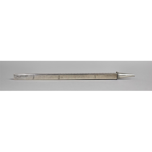 396 - A Silver Patent Propelling Pencil/Ruler of Square Section, Pat no. 25802/23, Birmingham Hallmark 192... 