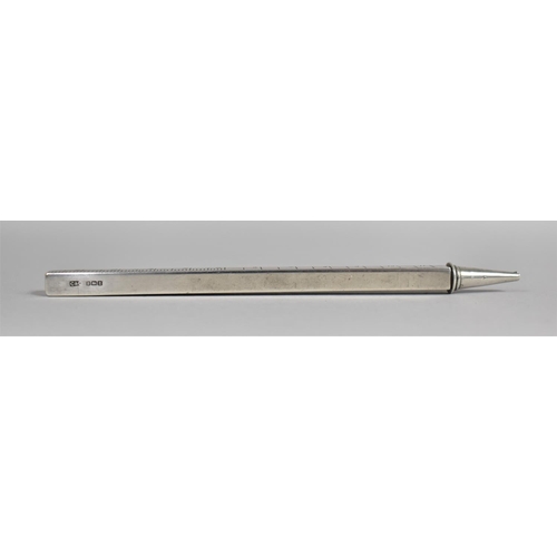 396 - A Silver Patent Propelling Pencil/Ruler of Square Section, Pat no. 25802/23, Birmingham Hallmark 192... 