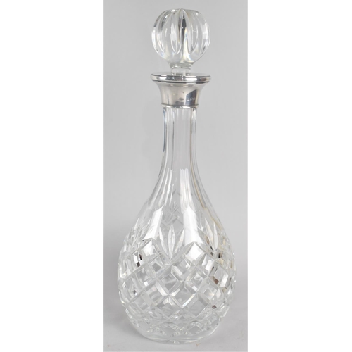 400 - A Cut Glass and Silver Rimmed Decanter, Hallmark for Birmingham 1992 by B&Co.