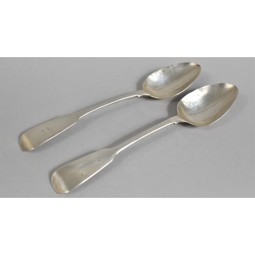 401 - Two Irish Spoons, Fiddle Pattern, Rat Tailed, Hallmark for Dublin 1830 by P.M, Patrick Moore