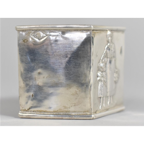 402 - A Silver Napkin Ring Showing Mother and Daughter Carrying Posy and Trug of Flowers by George Houston... 