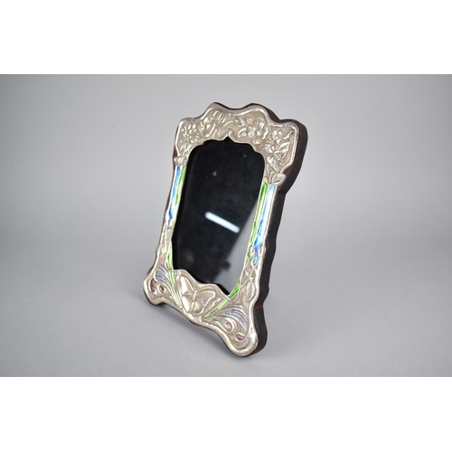 403 - A Reproduction Art Nouveau Silver and Enamelled Photo Frame, 21.5cm high