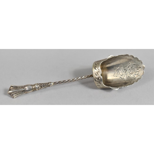 418 - A Silver Caddy Spoon by William Devenport with Decoration, Twisted Stem Ending in Albany Finial, Hal... 