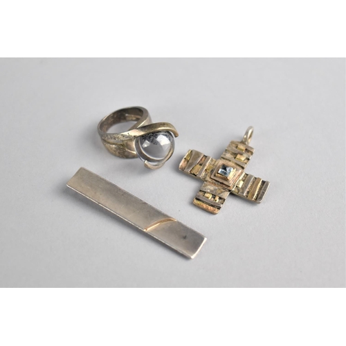 441 - Two Contemporary Silver Pendants and a Ring