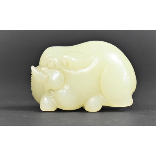 450 - A Jade Type Hardstone Carving of an Elephant