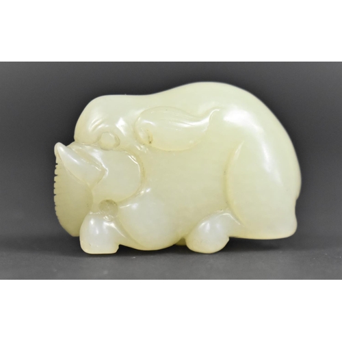 450 - A Jade Type Hardstone Carving of an Elephant