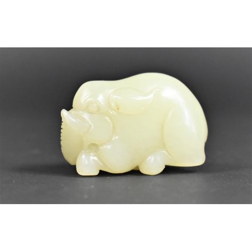 450 - A Jade Type Hardstone Carving of an Elephant