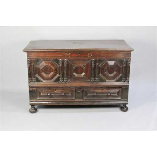 494 - An 18th/19th Century Oak Mule Chest of Small Proportions with Moulded Panelled Detail Front Front an... 