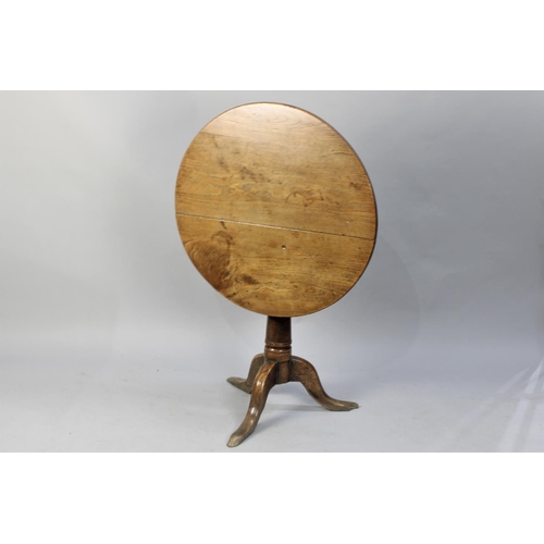 495 - An Early 19th Century Elm Snap Top Tripod Table, Three Plank Circular Tilt Top on Tapering Support w... 