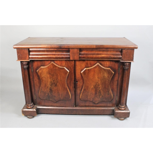 497 - A Victorian Mahogany Sideboard with Twin Drawers Surmounting Cupboard Base with Twin Doors Having Sh... 