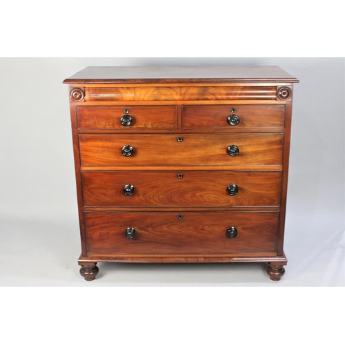 498 - A Victorian Mahogany Scottish Chest of Two Short and Three Long Drawers and Top Secret Drawer Having... 