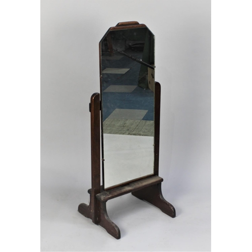 499 - An Early 20th Century Oak Framed Dressing Mirror, 43x103cm high