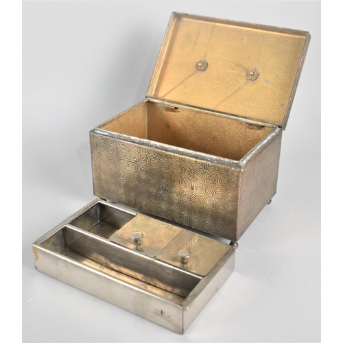 5 - An Early 20th Century Chinese Metal Box with Hinged Lid to Fitted Removable Tray having Two Lidded C... 