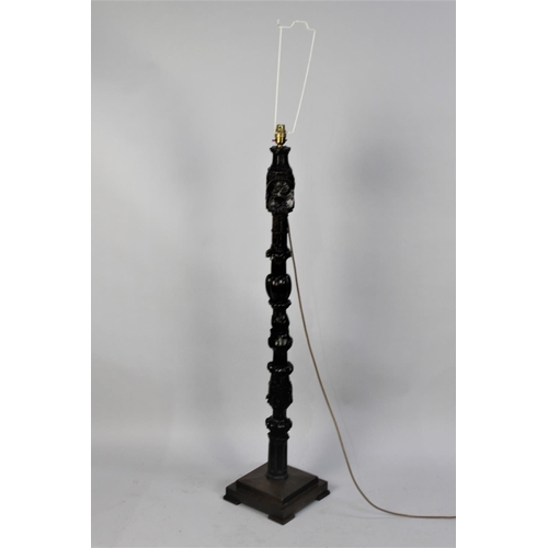 505 - A Standard Lamp Formed From Early Continental Carved Pilaster with Ornate Detail and Top Portrait Ca... 