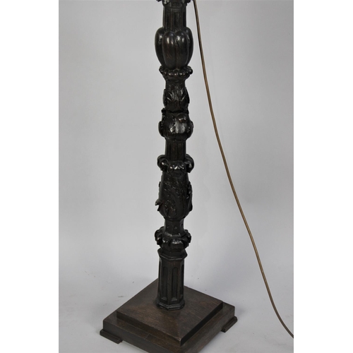 505 - A Standard Lamp Formed From Early Continental Carved Pilaster with Ornate Detail and Top Portrait Ca... 