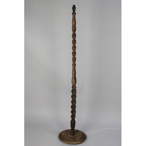 510 - A Mid 20th Century Oak Barley Twist Standard Lamp