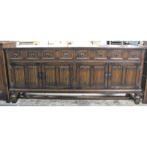 511 - A Mid/late 20th Century Mahogany Sideboard with Four Drawers and Two Cupboard Base, 190cm wide