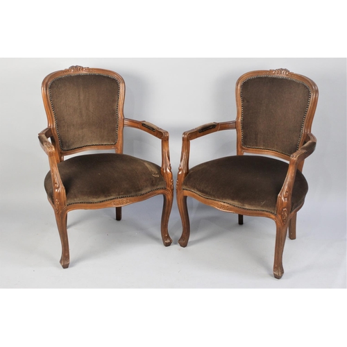 521 - A Set of Four French Style Salon Tub Armchairs