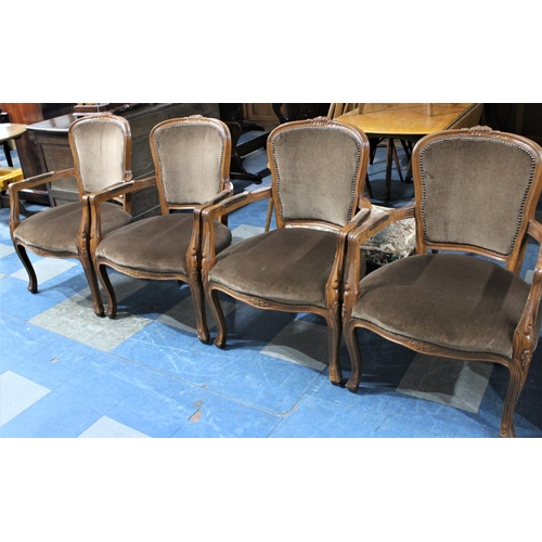 521 - A Set of Four French Style Salon Tub Armchairs