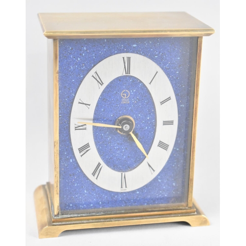 62 - A Modern Gold Circle Mantel Clock with Blue Enamelled Lapis Lazuli Style Dial, Swiss Battery Movemen... 