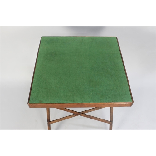 63 - A Mid 20tjh Century Folding Beize Top Whist Table, 60cms Square