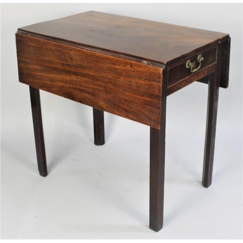 69 - A 19th Century Mahogany Drop Leaf Pembroke Table with Single Drawer on Chamfered Square Supports, 76... 