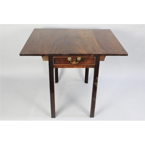 69 - A 19th Century Mahogany Drop Leaf Pembroke Table with Single Drawer on Chamfered Square Supports, 76... 