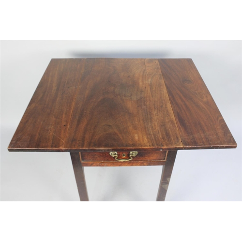 69 - A 19th Century Mahogany Drop Leaf Pembroke Table with Single Drawer on Chamfered Square Supports, 76... 