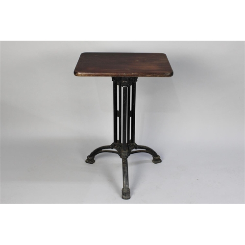 75 - A Vintage Rectangular Topped Pub Style Table on Painted Cast Iron Tripod Support, 73cms High