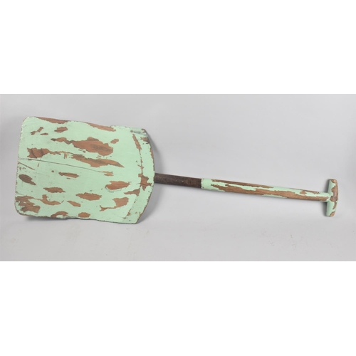 78 - A Vintage Green Painted Wooden Malt Shovel