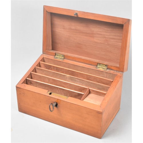 8 - An Edwardian Satinwood Stationery Box with Sloping hinged Lid to Fitted Interior, 17.5cms Wide